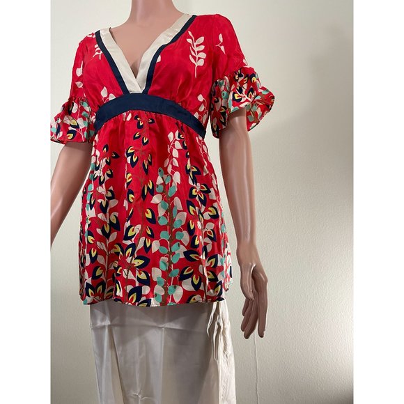 NWT Hype Red Short Sleeve Floral Print Top Size Small - Picture 4 of 7